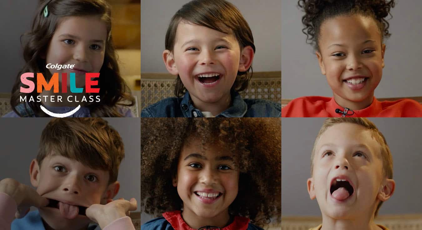 Colgate Smile master class showing six kids smiling brightly
