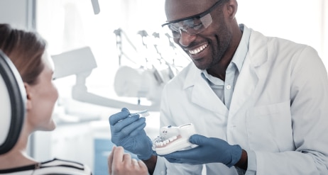 Dentist attending to a woman