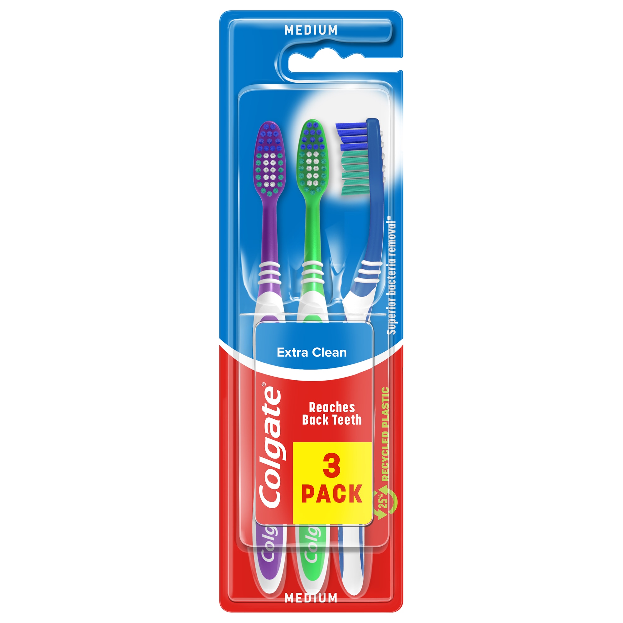 Colgate® Extra Clean Medium Toothbrush x3