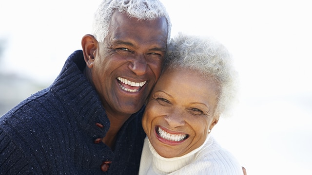 Couple smiling