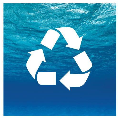 recycle icon over blue ocean recycle icon over blue ocean